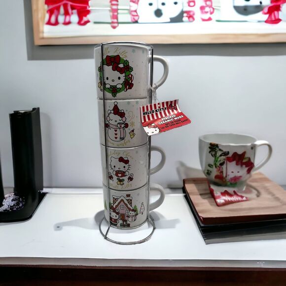 Hello Kitty Christmas Stackable Coffee Cups 10oz - Picture 1 of 2